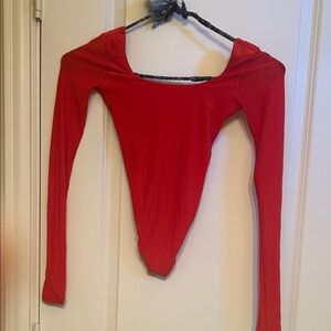 Aerie Red Long Sleeve Bodysuit smoothez